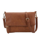 Pochette bandoulière femme en similicuir, rabat aimanté, six coloris, marron