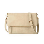 Pochette bandoulière femme en similicuir, rabat aimanté, six coloris, crème
