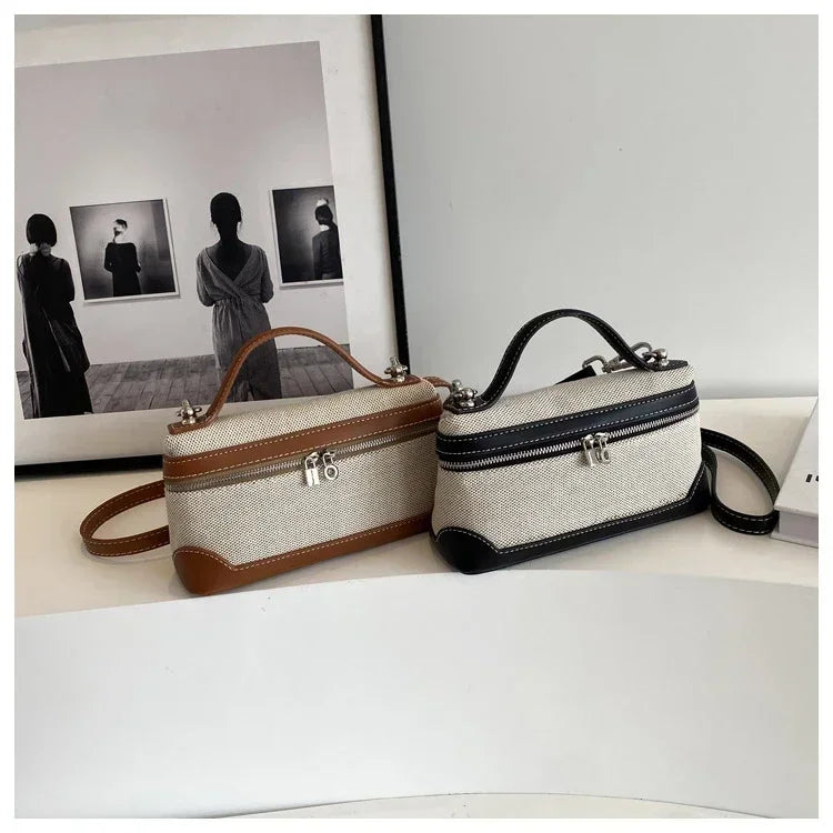 Petite pochette bandoulière femme, toile et similicuir