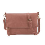 Pochette bandoulière femme en similicuir, rabat aimanté, six coloris, rose