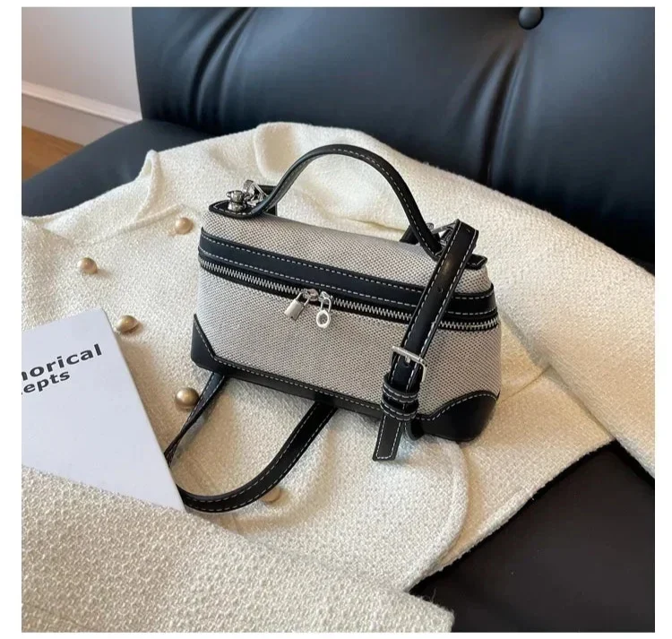 Petite pochette bandoulière femme, toile et similicuir