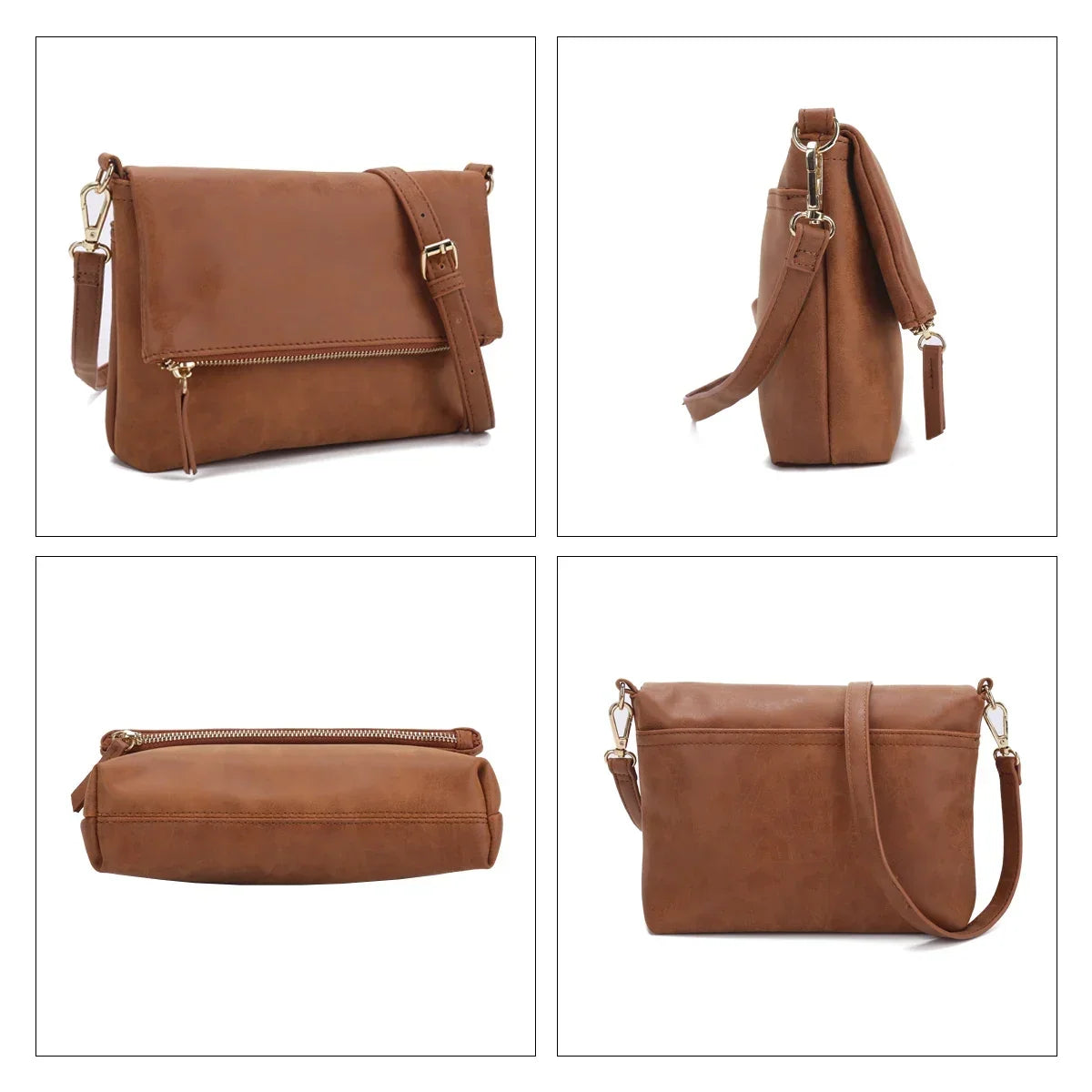 Pochette bandoulière femme en similicuir, rabat aimanté, six coloris