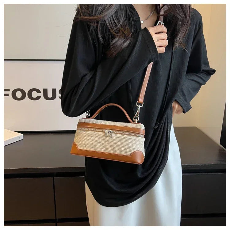 Petite pochette bandoulière femme, toile et similicuir