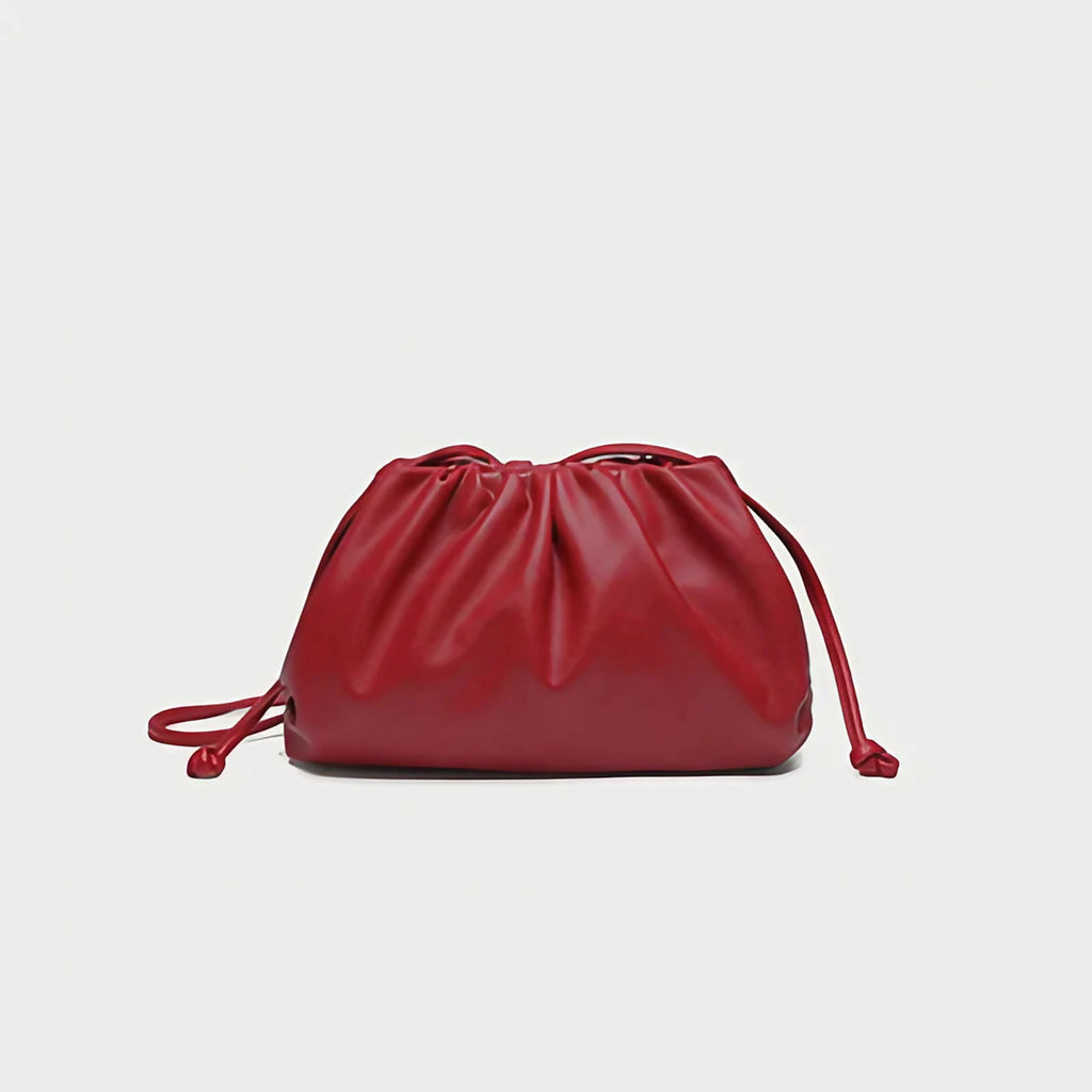 Pochette femme froncée en similicuir, trois formats, sept coloris