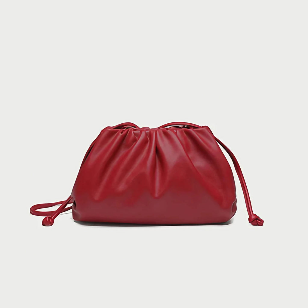 Pochette femme froncée en similicuir, trois formats, sept coloris
