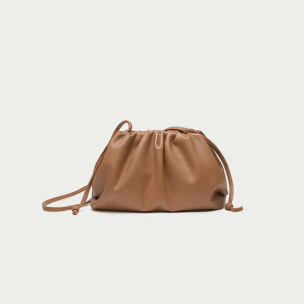 Pochette femme froncée en similicuir, trois formats, sept coloris