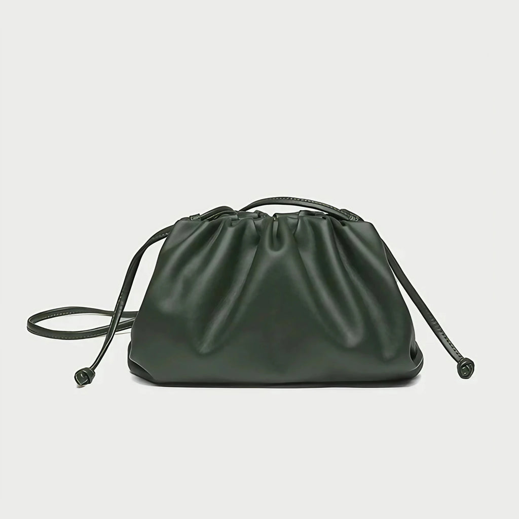 Pochette femme froncée en similicuir, trois formats, sept coloris