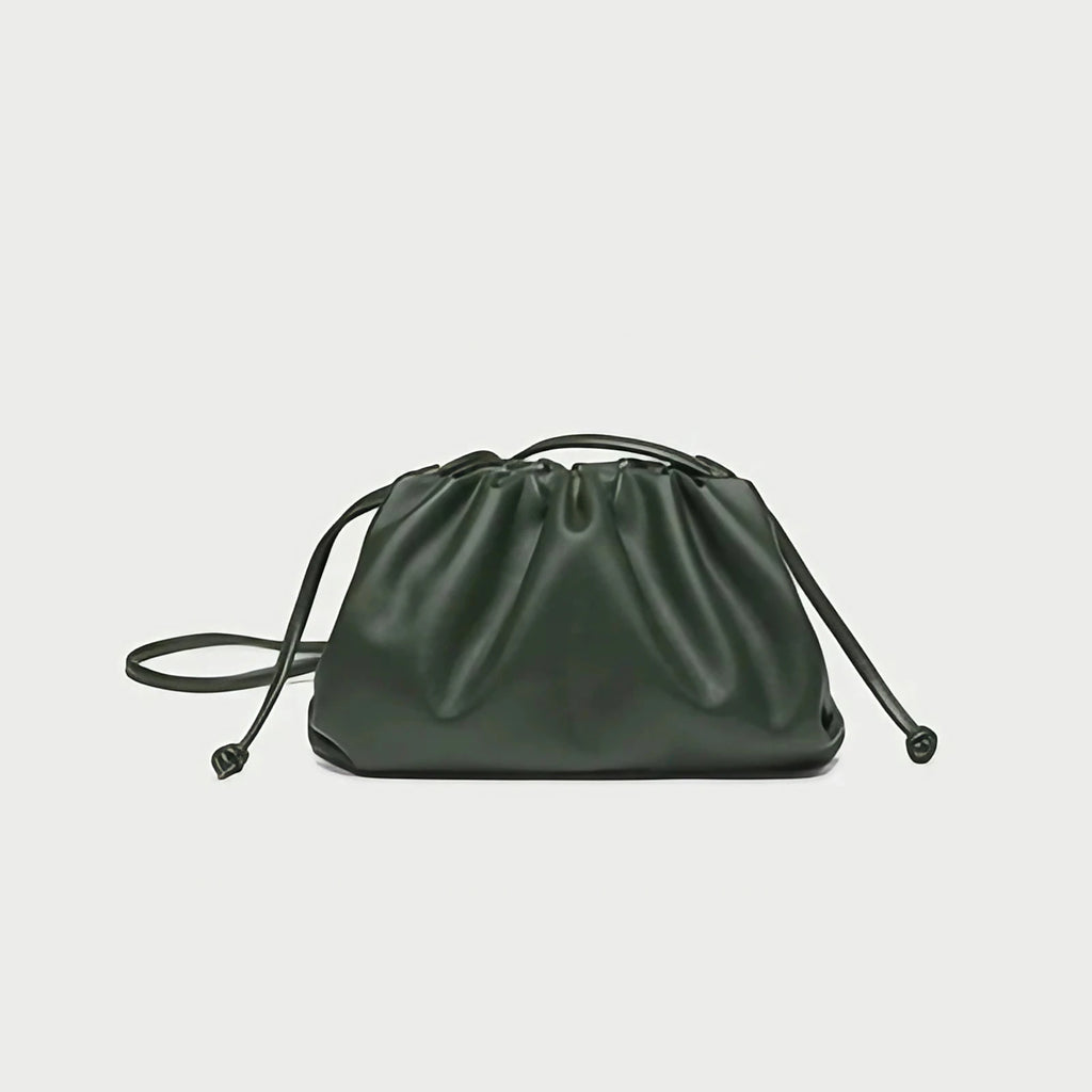 Pochette femme froncée en similicuir, trois formats, sept coloris