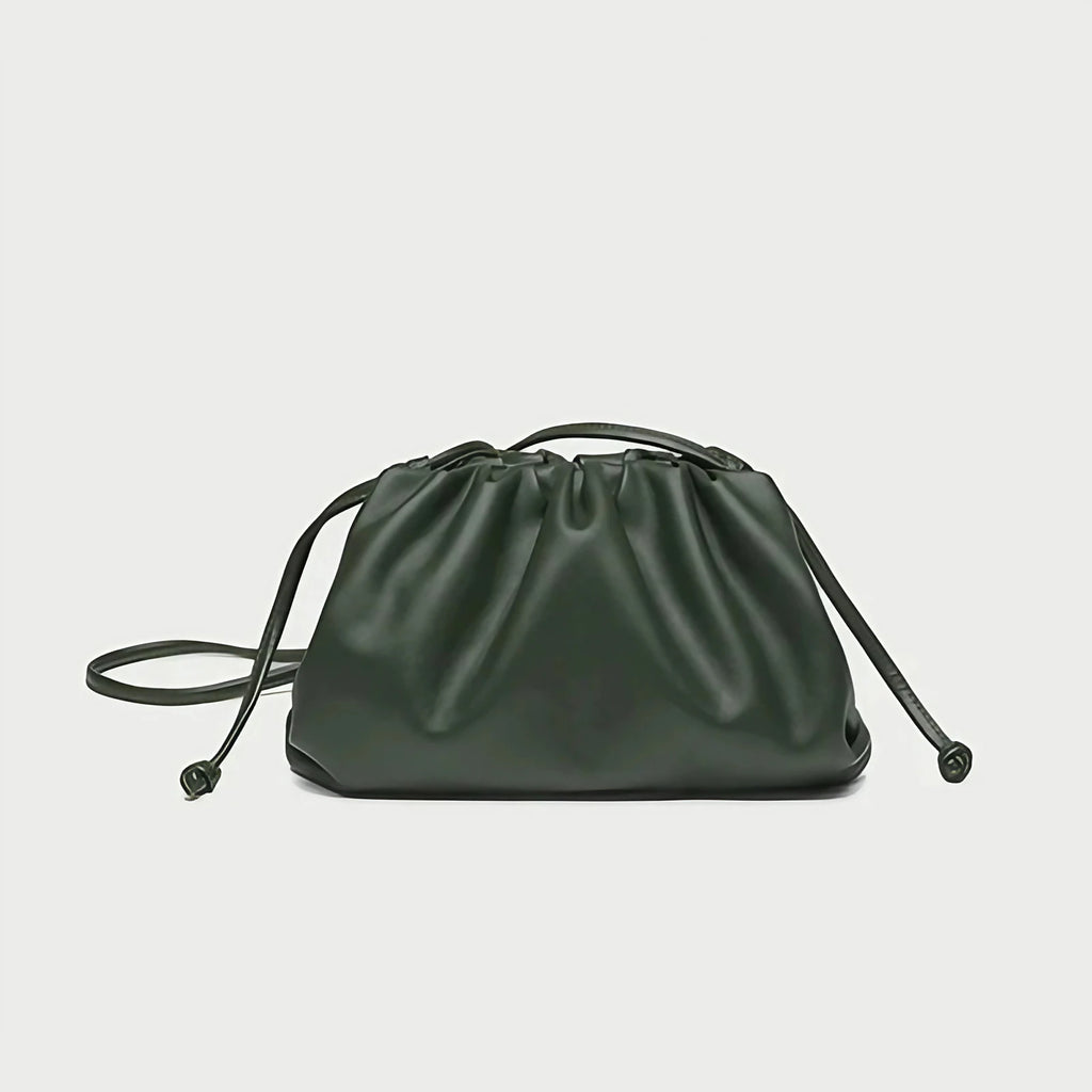 Pochette femme froncée en similicuir, trois formats, sept coloris