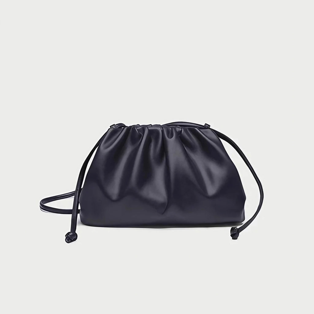 Pochette femme froncée en similicuir, trois formats, sept coloris