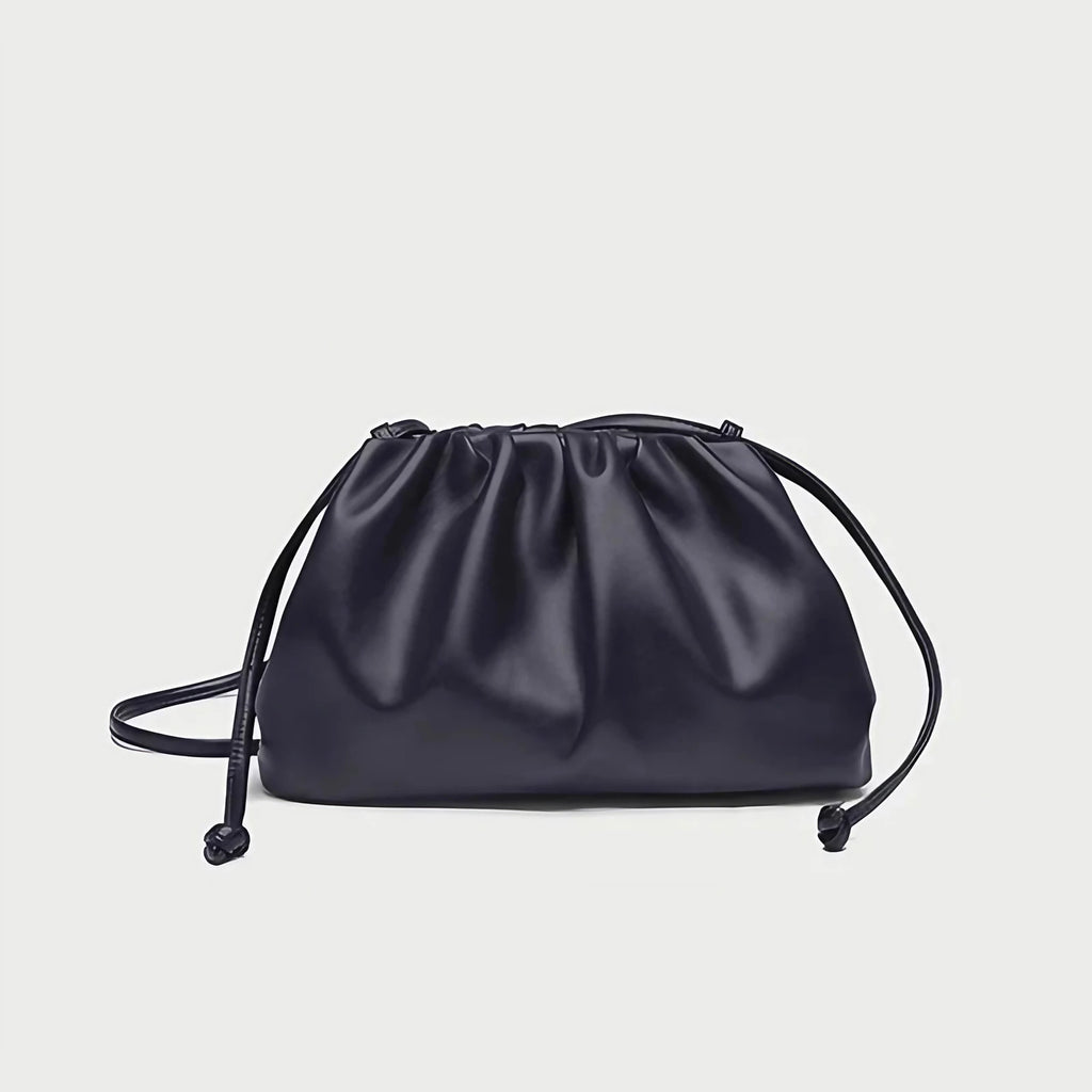 Pochette femme froncée en similicuir, trois formats, sept coloris