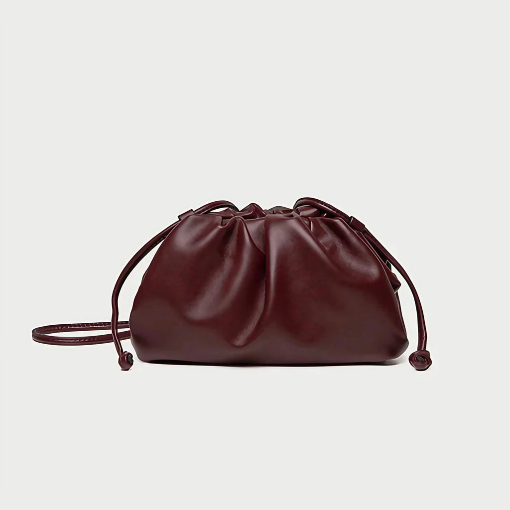 Pochette femme froncée en similicuir, trois formats, sept coloris