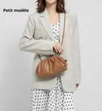Pochette femme froncée en similicuir, trois formats, sept coloris