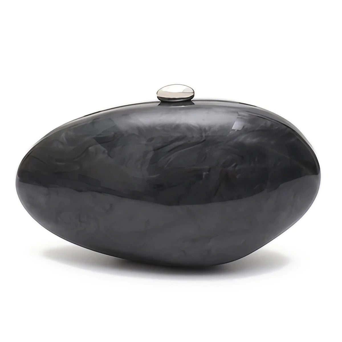 Pochette de cérémonie femme forme arrondie, chaîne dorée, noir