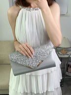 Pochette de mariage scintillante, forme enveloppe, huit coloris