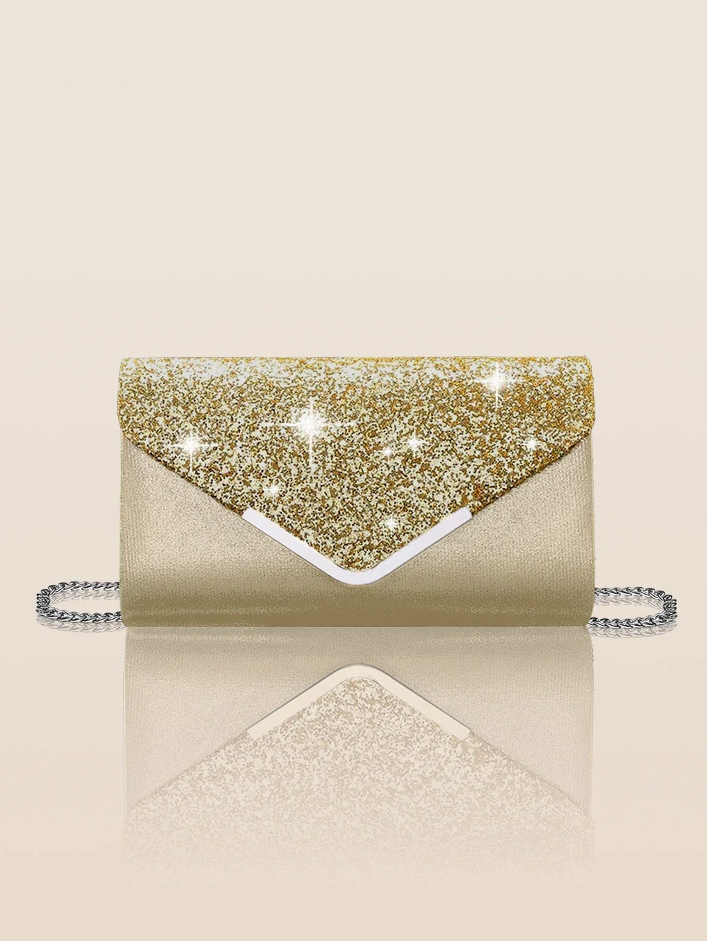 Pochette de mariage scintillante, forme enveloppe, huit coloris, doré