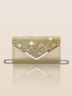 Pochette de mariage scintillante, forme enveloppe, huit coloris, doré