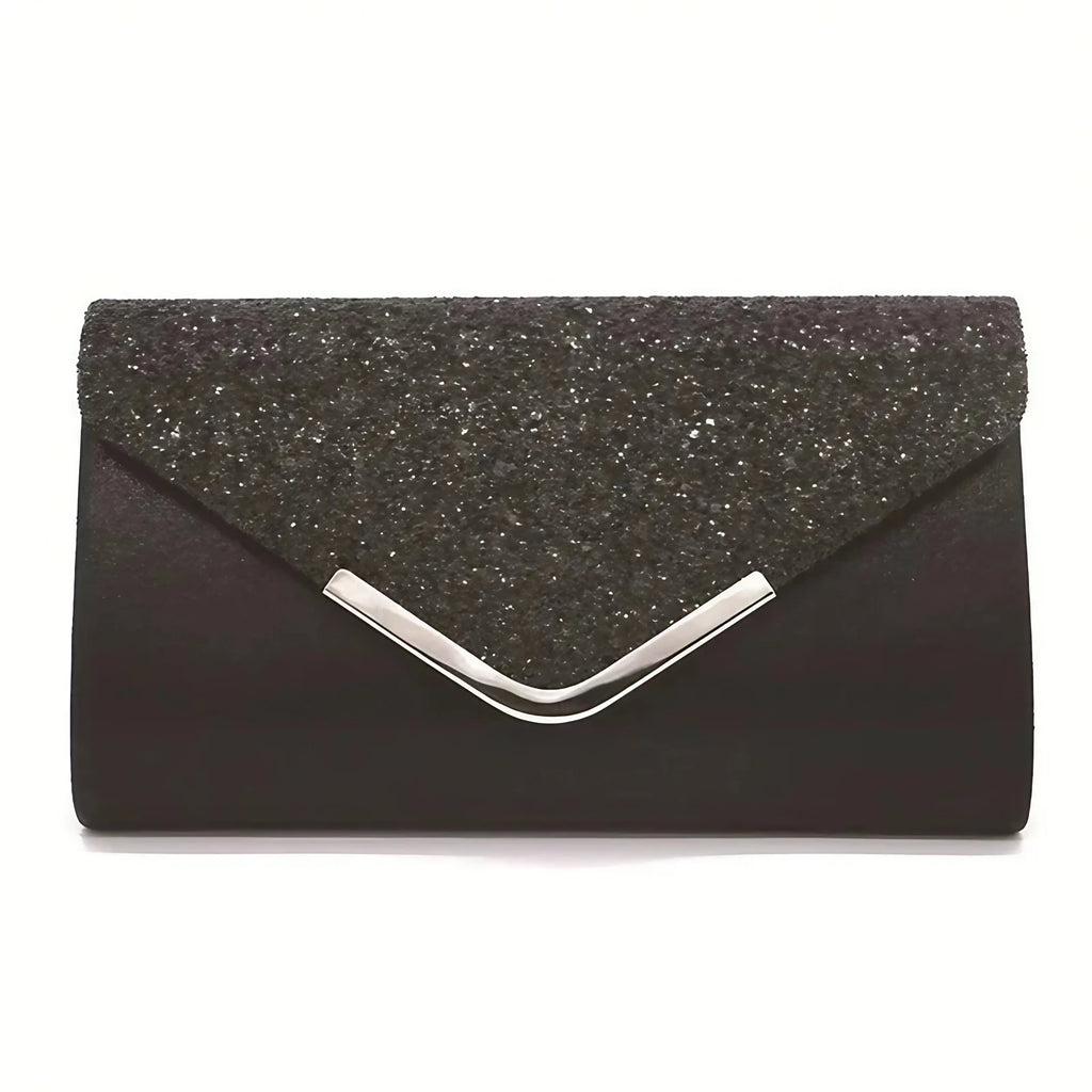 Pochette de mariage scintillante, forme enveloppe, huit coloris, noir