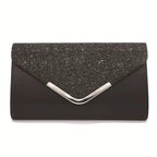 Pochette de mariage scintillante, forme enveloppe, huit coloris, noir