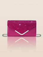 Pochette de mariage scintillante, forme enveloppe, huit coloris, fuchsia