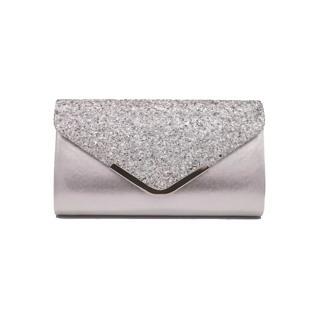 Pochette de mariage scintillante, forme enveloppe, huit coloris, argenté
