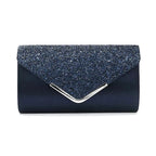 Pochette de mariage scintillante, forme enveloppe, huit coloris, bleu nuit