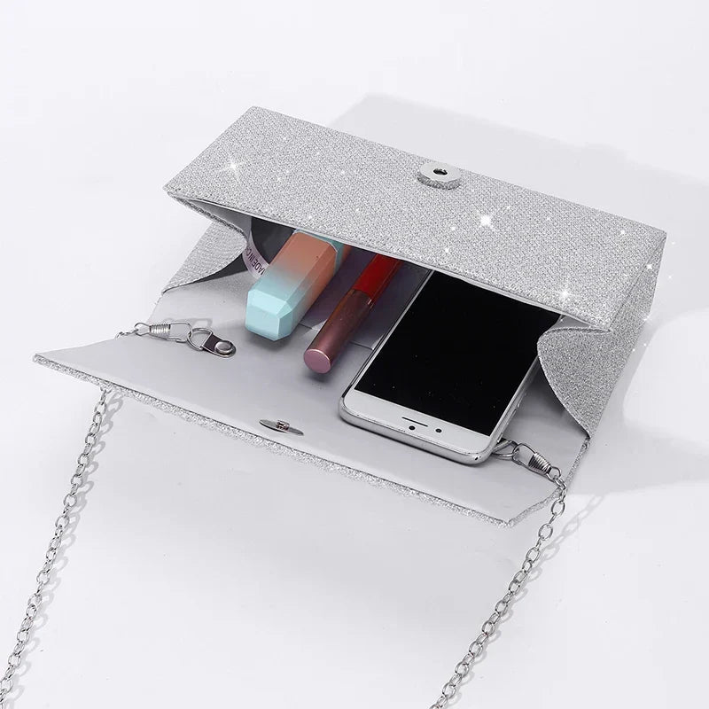 Pochette de soirée femme effet plissé, chaîne amovible, trois coloris