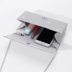 Pochette de soirée femme effet plissé, chaîne amovible, trois coloris