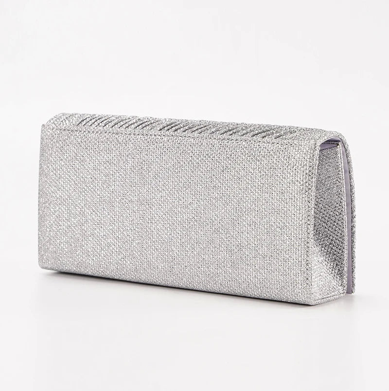 Pochette de soirée femme effet plissé, chaîne amovible, trois coloris