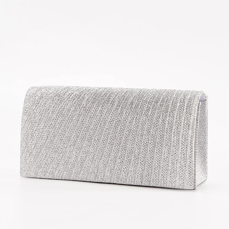 Pochette de soirée femme effet plissé, chaîne amovible, trois coloris