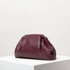 Pochette bordeaux femme en similicuir tressé, finition mate