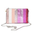 Pochette de soirée à paillettes, chaîne amovible, rose ou multicolore, rose