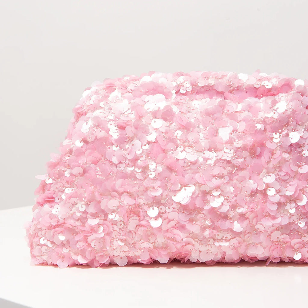 Pochette de soirée femme à sequins, fermoir métallique