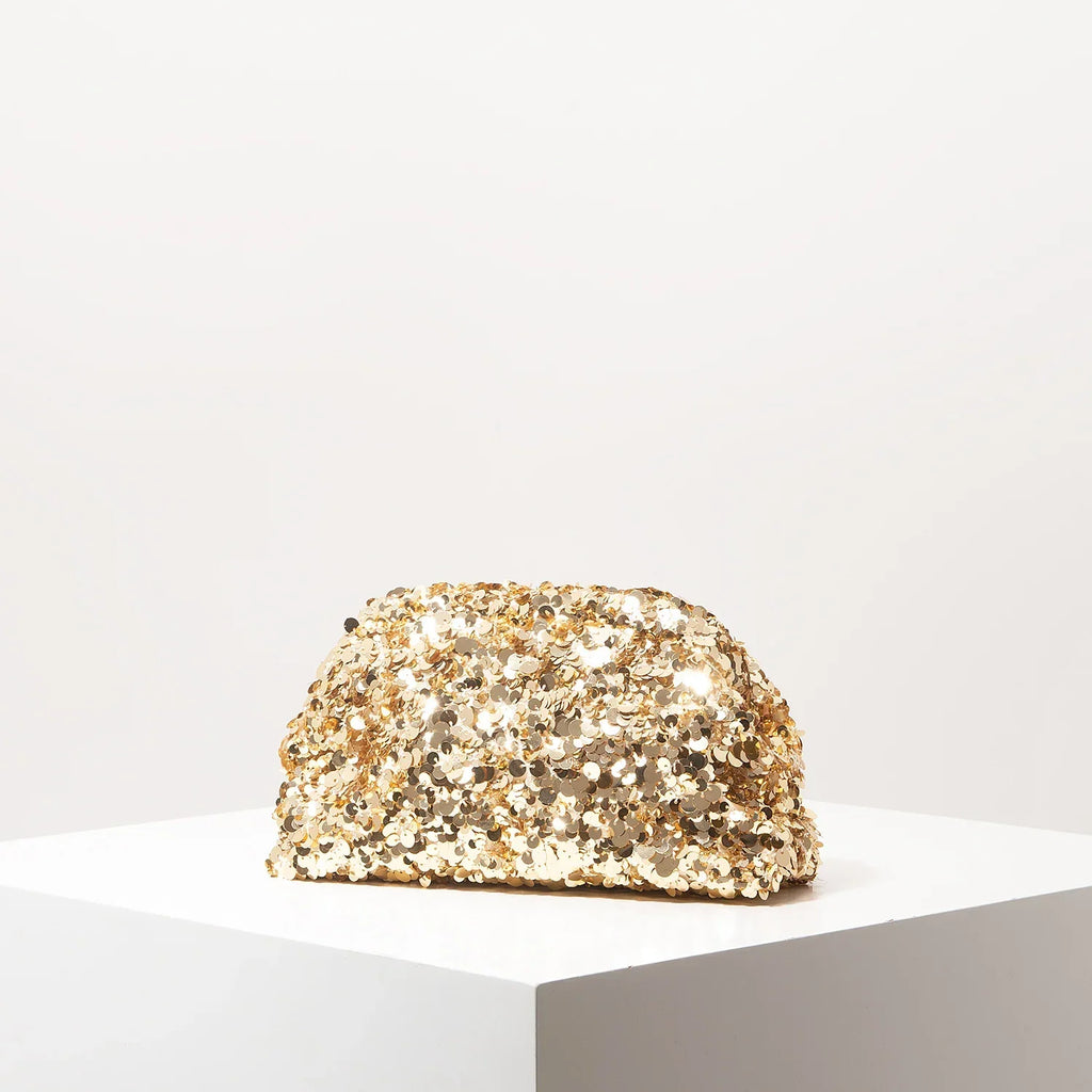 Pochette de soirée femme à sequins, fermoir métallique