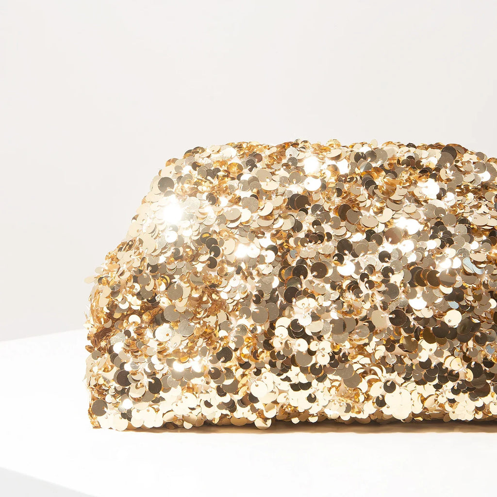 Pochette de soirée femme à sequins, fermoir métallique