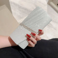 Pochette de soirée femme scintillante, à strass ou argentée, beige