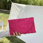 Pochette en paille tressée femme, rabat aimanté, huit coloris, rose