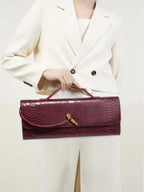 Pochette femme en similicuir effet croco, 26 x 10,5 cm, neuf coloris
