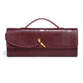 Pochette femme en similicuir effet croco, 26 x 10,5 cm, neuf coloris, bordeaux