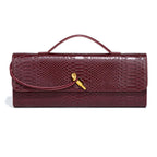 Pochette femme en similicuir effet croco, 26 x 10,5 cm, neuf coloris, bordeaux