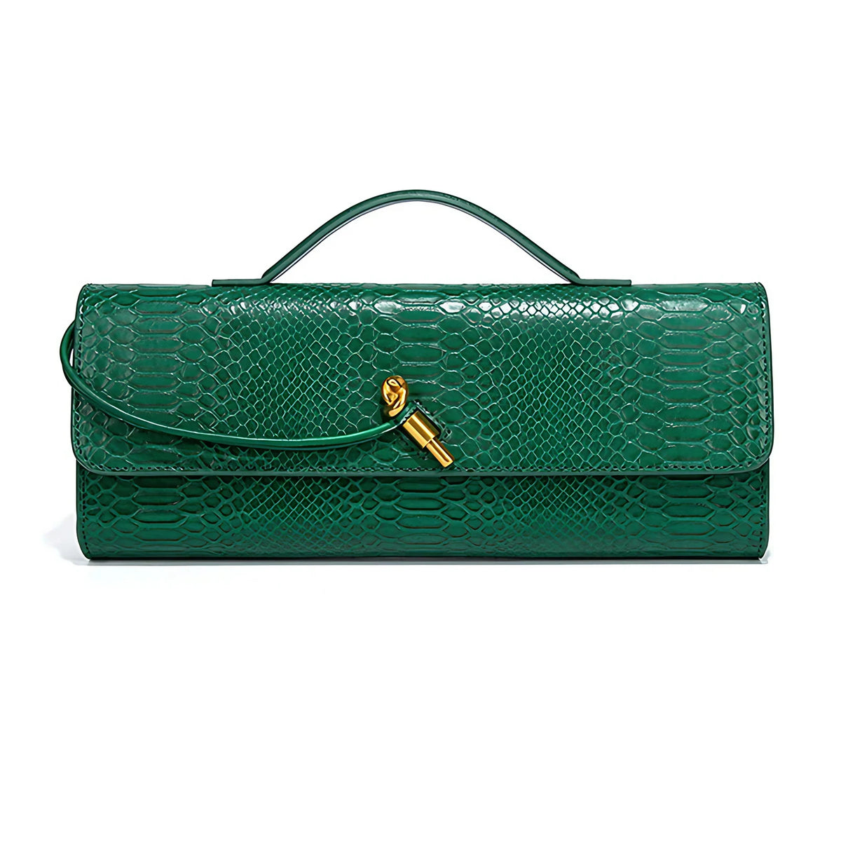 Pochette femme en similicuir effet croco, 26 x 10,5 cm, neuf coloris, vert