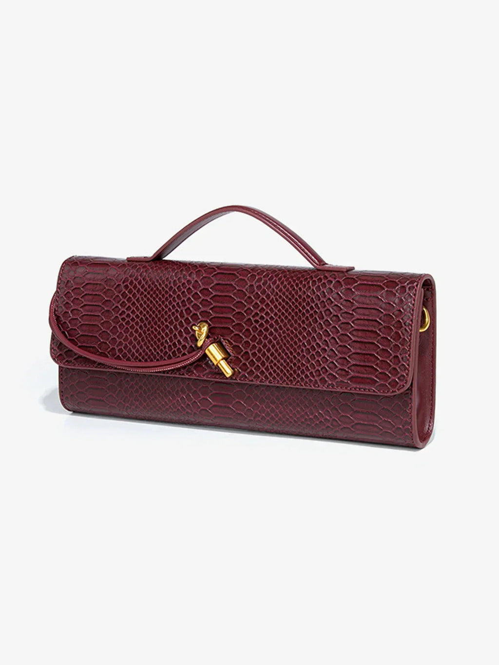Pochette femme en similicuir effet croco, 26 x 10,5 cm, neuf coloris