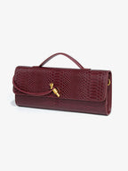 Pochette femme en similicuir effet croco, 26 x 10,5 cm, neuf coloris