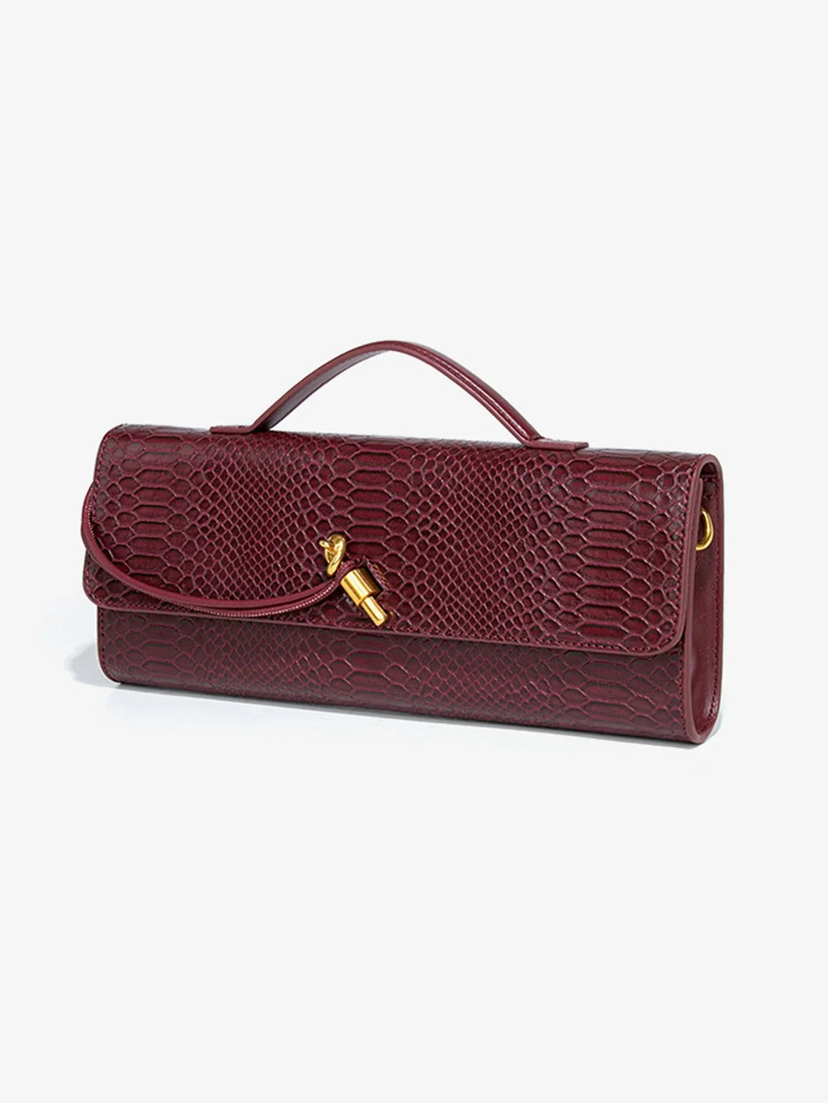 Pochette femme en similicuir effet croco, 26 x 10,5 cm, neuf coloris