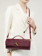 Pochette femme en similicuir effet croco, 26 x 10,5 cm, neuf coloris