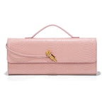 Pochette femme en similicuir effet croco, 26 x 10,5 cm, neuf coloris, rose