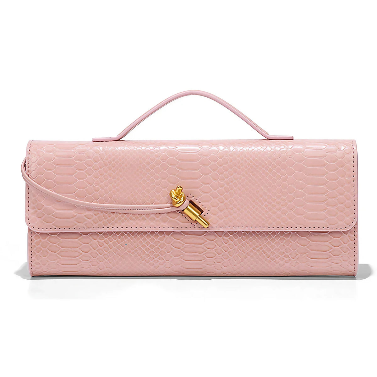 Pochette femme en similicuir effet croco, 26 x 10,5 cm, neuf coloris, rose