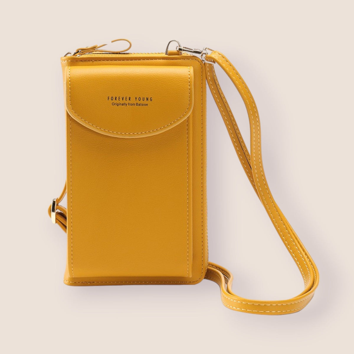 Pochette femme à bandoulière amovible, huit coloris, moutarde