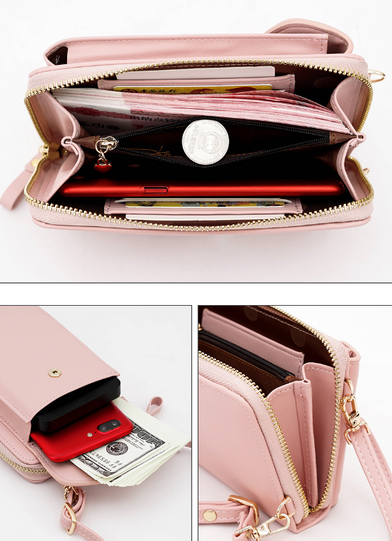 Pochette femme à bandoulière amovible, huit coloris