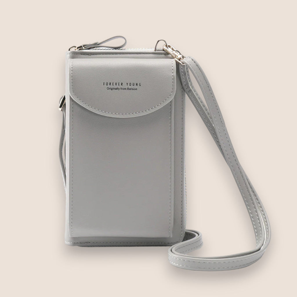 Pochette femme à bandoulière amovible, huit coloris, gris perle